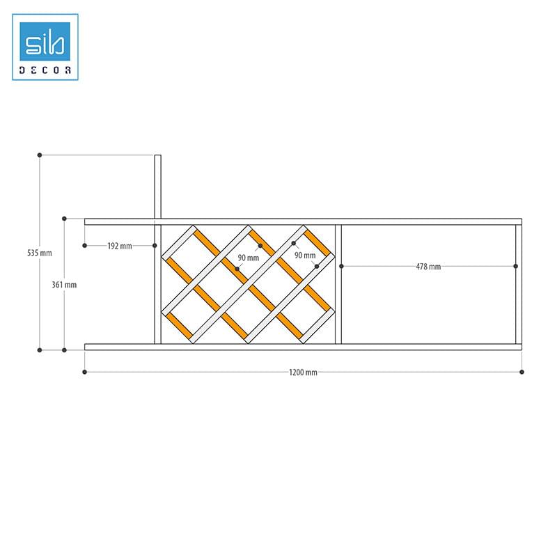 Kích thước chi tiết kệ rượu KR10