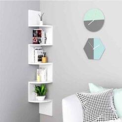 Kệ sách treo góc tường bàn làm việc màu trắng