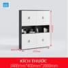 Tủ hồ sơ văn phòng đơn giản màu trắng đen kích thước 160x200x40cm