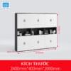 Tủ hồ sơ văn phòng đơn giản màu trắng đen kích thước 240x200x40cm