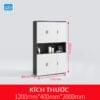 Tủ hồ sơ văn phòng đơn giản màu trắng đen kích thước 120x200x40cm
