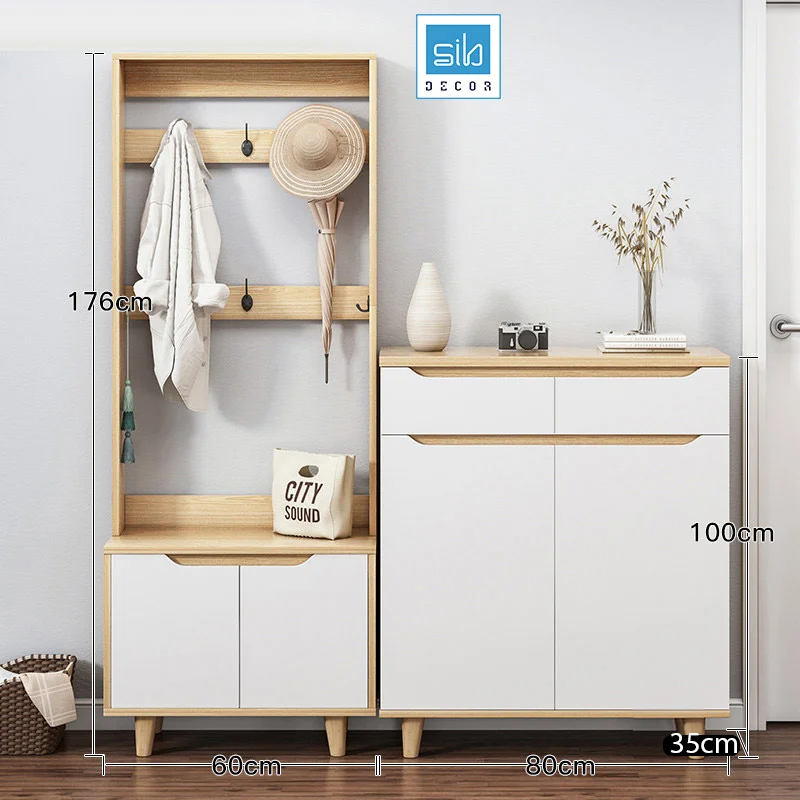 Kệ đa đăng TG09 và kệ giày TG07 (80x100x35cm)
