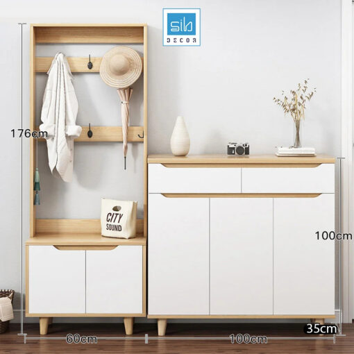 Kệ đa đăng TG09 và kệ giày TG07 (100x100x35cm)
