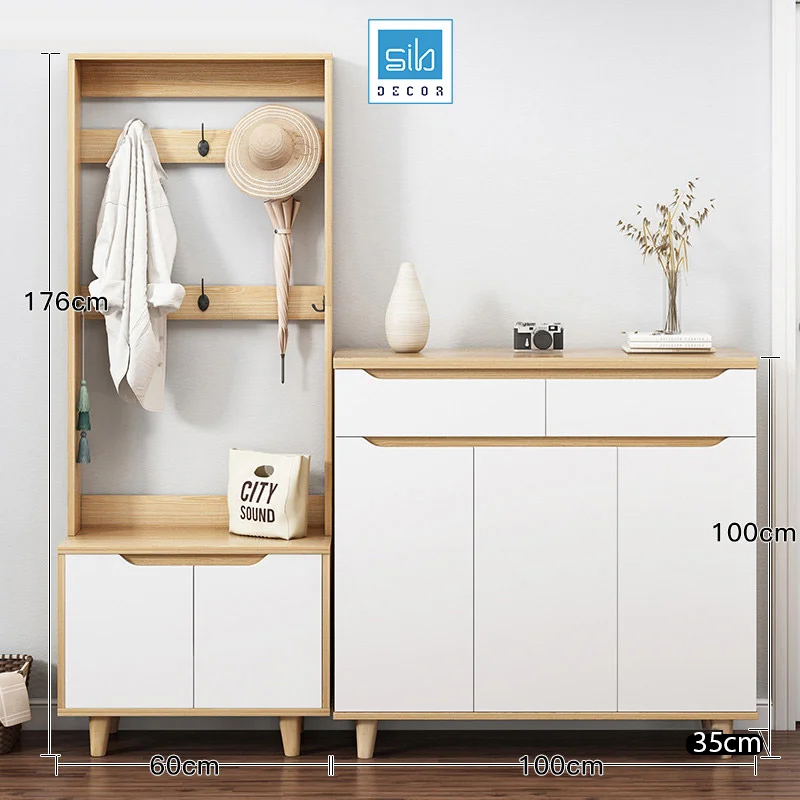 Kệ đa đăng TG09 và kệ giày TG07 (100x100x35cm)