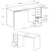 Kích thước chi tiết BLV66 với 3 ngăn kéo.