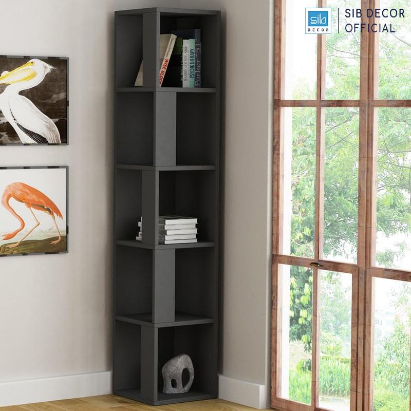 Kệ gỗ góc tường KS233 màu đen