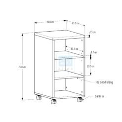 Kích thước chi tiết tủ hồ sơ HS44.