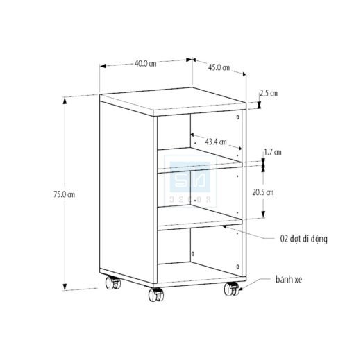 Kích thước chi tiết tủ hồ sơ HS44.