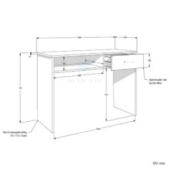 Kích thước chi tiết bàn làm việc BLV127