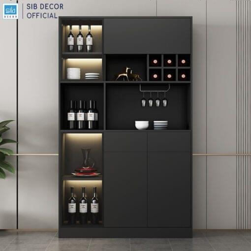 Tủ màu Đen đèn led kích thước 120x35x200cm