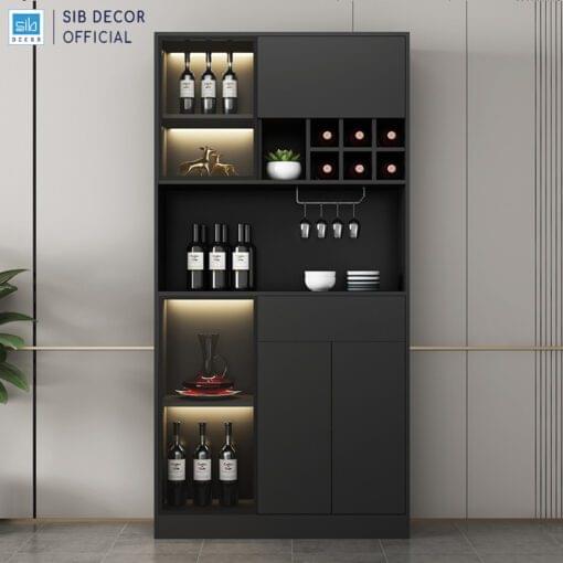 Tủ màu đen đèn led kích thước 100x35x200cm