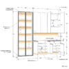 Kích thước chi tiết tủ gỗ cánh kính TCK45