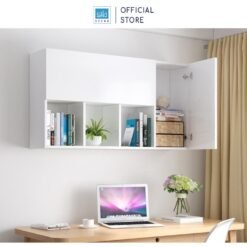 Tủ sách văn phòng treo tường màu trắng