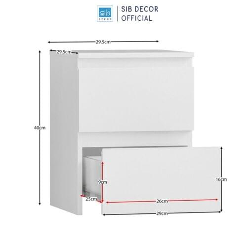 Kích thước chi tiết tủ đầu giường KDG12