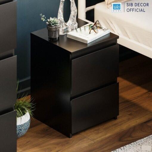 Tủ đầu giường 2 ngăn kéo màu Đen