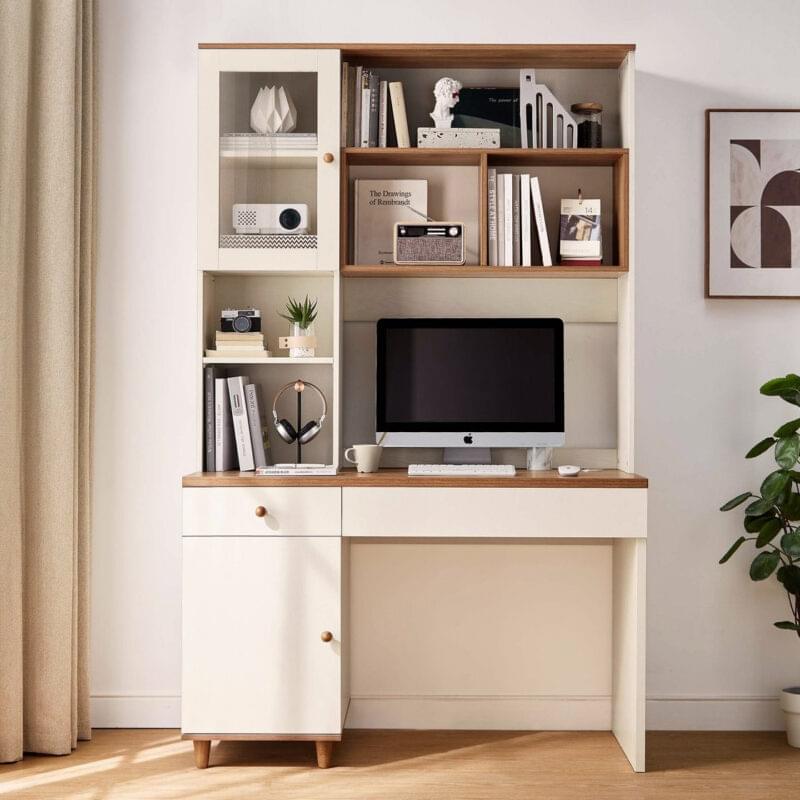 Bàn kết hợp kệ sách, tủ hồ sơ hiện đại