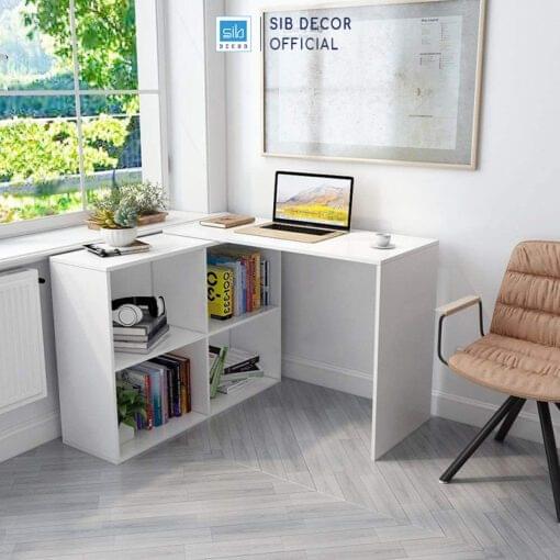 Góc nhìn từ phải vào bàn làm việc chữ L