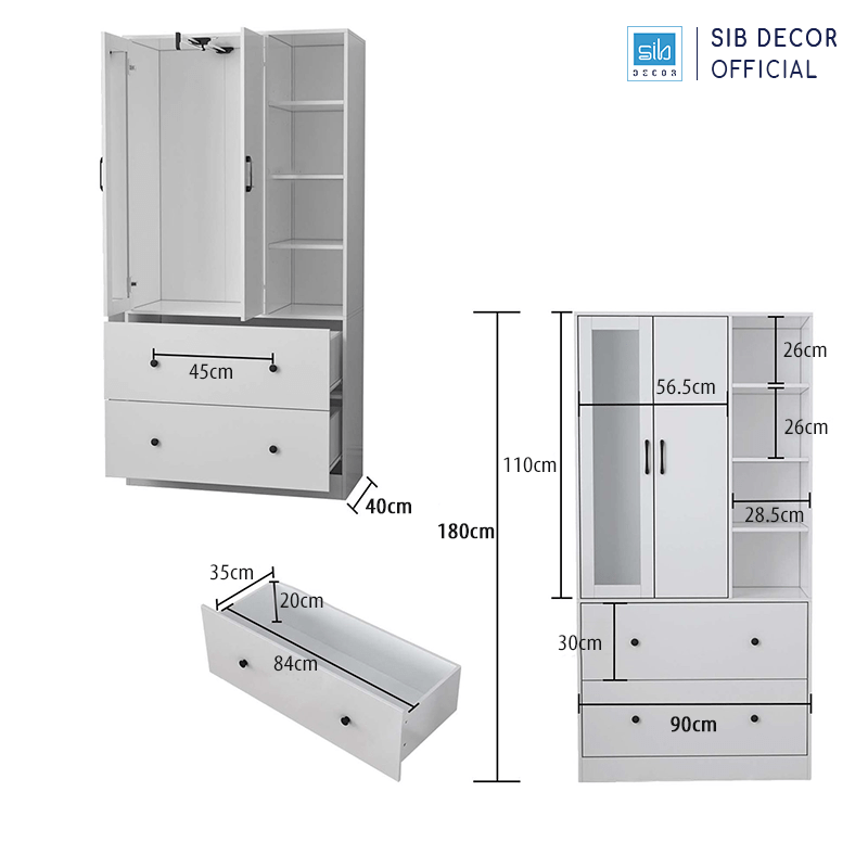 Kích thước tủ áo TA202