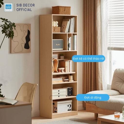 Tủ gỗ có nhiều ngăn kệ lớn nhỏ sử dụng đa năng.
