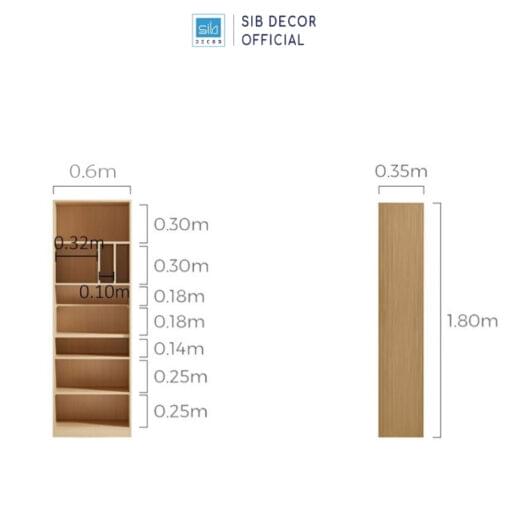 Kích thước chi tiết tủ gỗ KSG74.