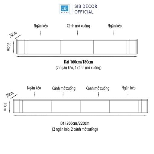 Kích thước kệ tivi treo tường