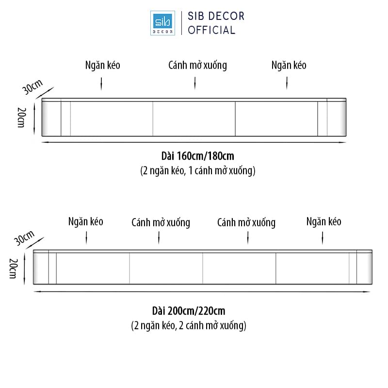 Kích thước kệ tivi treo tường