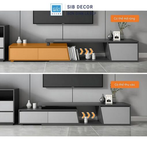 Kệ Tivi Gỗ Công Nghiệp - Thiết Kế Linh Hoạt Có Thể Mở Rộng Và Thu Gọn - SIB Decor