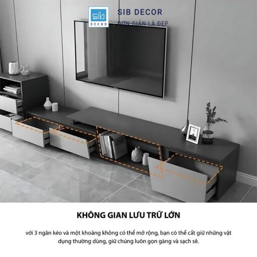 Kệ Tivi Gỗ MDF - Thiết Kế 3 Ngăn Kéo Lưu Trữ Rộng, Tích Hợp Không Gian Mở Rộng - SIB Decor