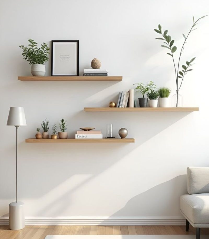 Kệ Trang Trí Treo Tường Với Cây Xanh Mini