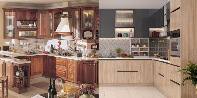Tủ bếp gỗ tự nhiên và tủ bếp gỗ công nghiệp vân gỗ SIB Decor