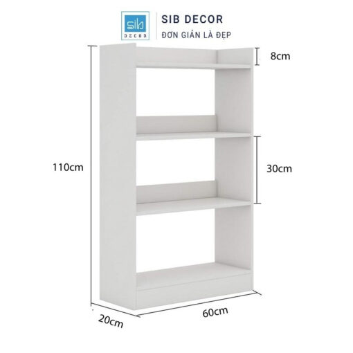 Kệ sách gỗ 4 tầng đứng, chiều rộng 60cm, nhỏ gọn phù hợp với phòng làm việc tại nhà