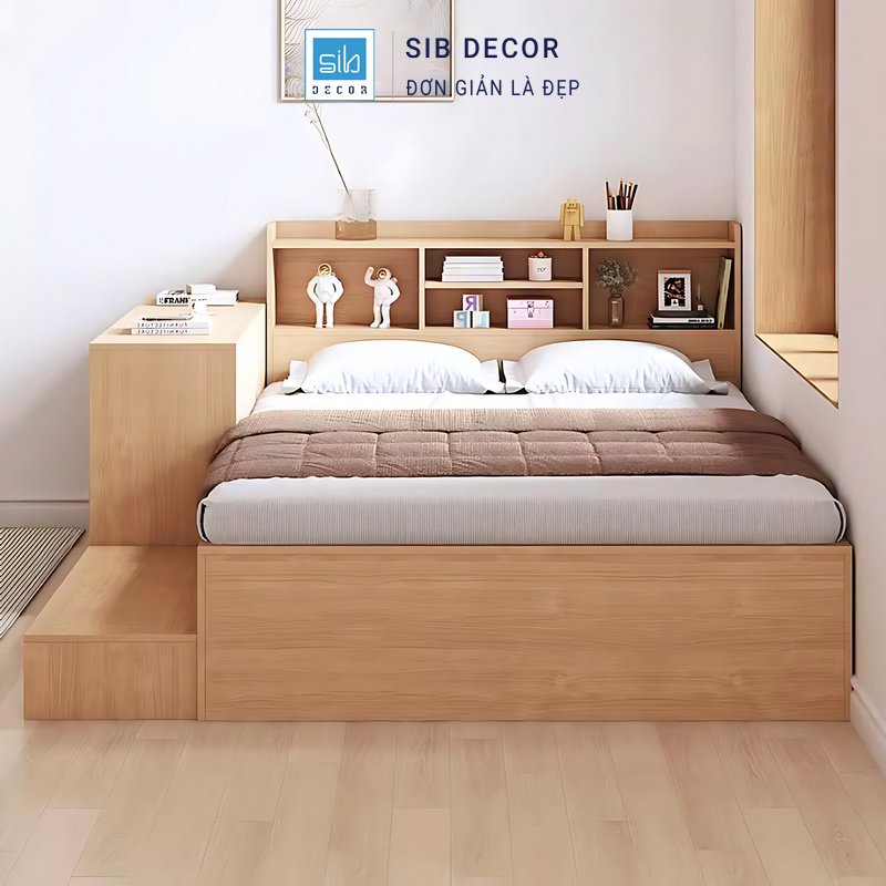 Giường đa năng kết hợp bàn học và kệ đầu giường, tối ưu hóa không gian phòng nhỏ hiệu quả