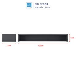 Kệ để màn hình gỗ màu đen, kích thước 100x27x15cm, thiết kế nâng cao tiện dụng cho bàn làm việc