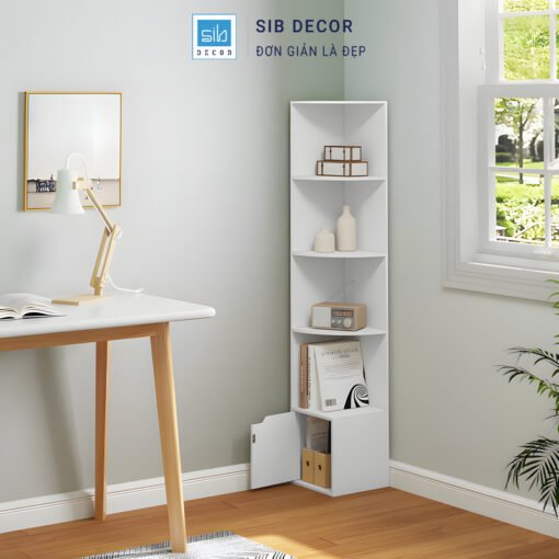 Kệ góc 5 tầng phù hợp góc học tập, trưng bày hộp đựng và vật dụng trang trí nhẹ nhàng
