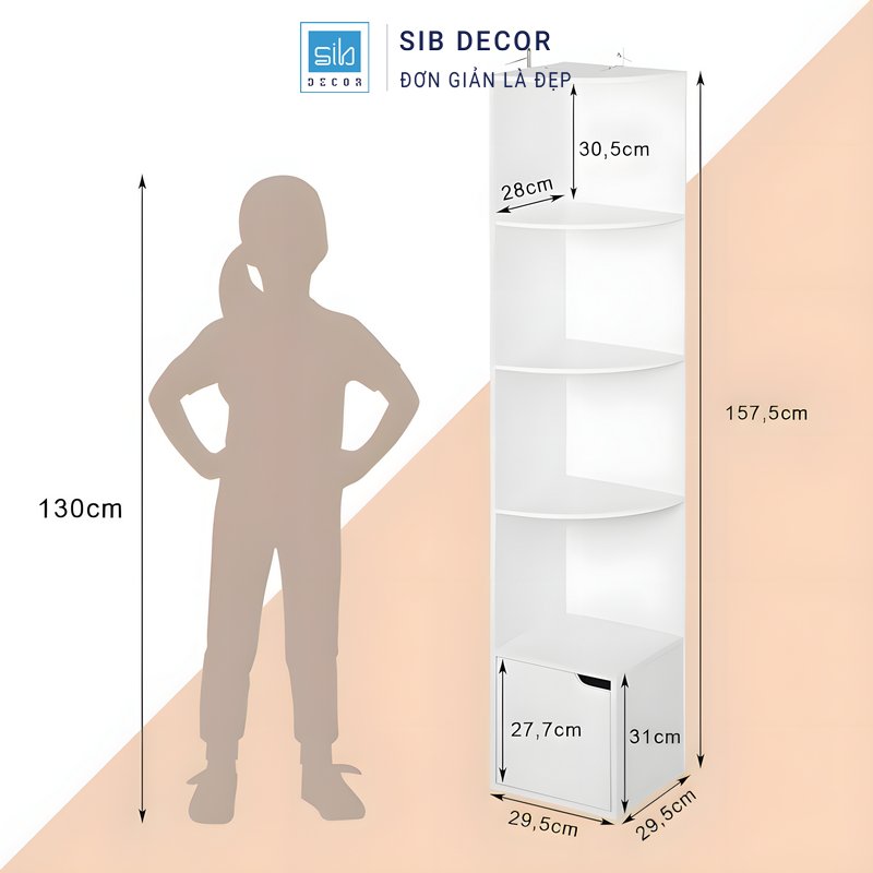 Kích thước kệ góc 5 tầng, tiết kiệm diện tích hiệu quả