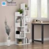 Kệ sách hiện đại màu trắng dạng đứng, kiểu dáng lạ mắt phù hợp góc làm việc nhỏ