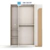 Nội thất tủ quần áo trẻ em chia khoang rõ ràng, có thanh treo đồ và kệ chứa đồ