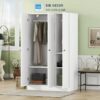 Tủ quần áo 3 cánh kiểu dáng tối giản, tích hợp thanh treo và kệ để đồ tiện lợi