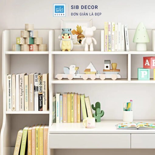 Bàn học trẻ em có kệ trang trí dễ thương, tạo cảm hứng cho bé học tập mỗi ngày