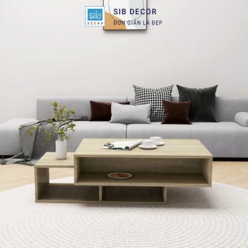 Bàn trà đa năng tông vân gỗ #389, kết cấu chắc chắn phù hợp phòng khách hiện đại