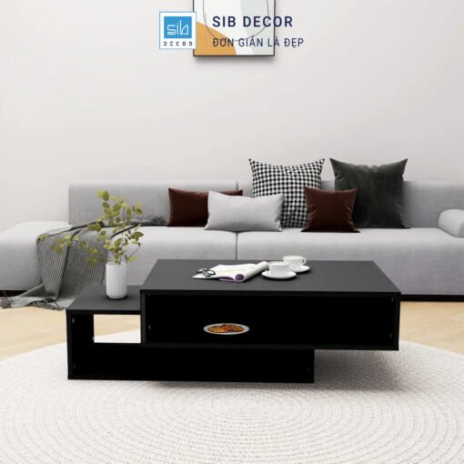 Bàn trà đa năng màu đen thiết kế đơn giản, dễ dàng phối hợp với nội thất hiện đại