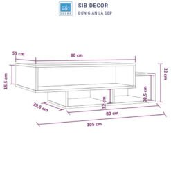 Bàn trà đa năng màu vân gỗ sáng kích thước 105x55x32cm, thiết kế nhiều ngăn tiện lợi