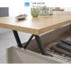 Bàn trà mặt nâng khung thép chắc chắn, mặt gỗ vân sáng tạo điểm nhấn tinh tế cho phòng khách