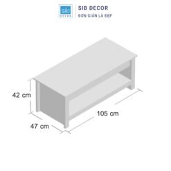 Bàn trà mặt nâng kích thước 105x47x42 cm, thiết kế nhỏ gọn phù hợp không gian hiện đại