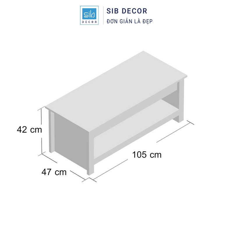 Bàn trà thông minh mặt nâng kích thước 105x47x42 cm, thiết kế nhỏ gọn phù hợp không gian hiện đại