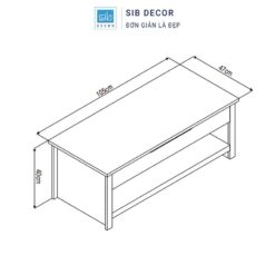 Bàn trà nâng mặt kích thước 105x47x40cm, thiết kế hiện đại phù hợp không gian phòng khách