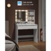 Bàn trang điểm LED ánh vàng ấm, bày trí mỹ phẩm khoa học, phù hợp phòng ngủ nữ tính