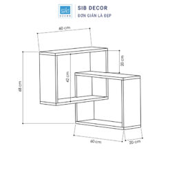 Kệ góc với kích thước 68x60x60 cm, kiểu dáng lạ mắt mang lại điểm nhấn cho không gian sống