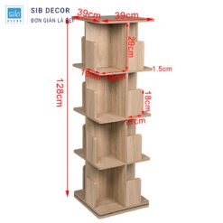 Kệ sách xoay 360 độ thiết kế dạng trụ tiện lợi, kích thước gọn gàng phù hợp nhiều không gian