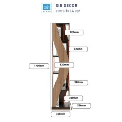 Kệ sách xoay kích thước 1700x350x350mm, chia thành nhiều ngăn lưu trữ tiện dụng